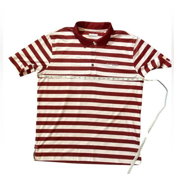 Columbia Red and White Striped Polo Shirt - Casual Knit Style - Picture 7 of 8